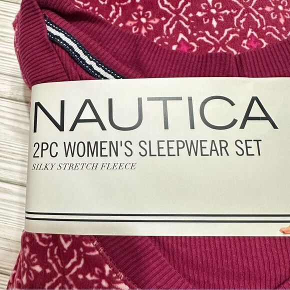 2 PIECE NAUTICA PINK SILKY STRETCH FLEECE SLEEPWEAR LOUNGE SET PLUS SIZE - Picture 4 of 6